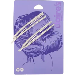 Claire's Barrettes Et Pinces-Lot de 2 épingles plates ajourées avec strass couleur argenté