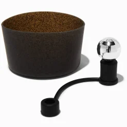 Claire's Gourdes Et Tasses-Lot pour gourde fond de protection noir et bouchon pour paille boule disco - Lot de 2