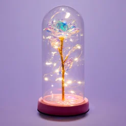 Claire's Déco De Maison-Lumière d'appoint rose sous un dôme