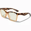 Claire's Lunettes-Lunettes couleur doré rose à verres transparents et barre frontale guépard avec réduction de la lumière bleue
