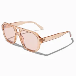 Claire's Lunettes-Lunettes de soleil aviateur transparentes marron clair