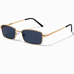 Claire's Lunettes-Lunettes de soleil en métal rectangulaires couleur dorée