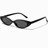 Claire's Lunettes-Lunettes de soleil œil de chat fines avec strass noires