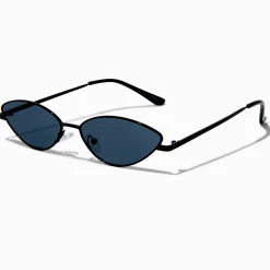 Claire's Lunettes-Lunettes de soleil métalliques œil de chat fines noires