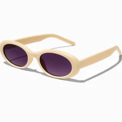 Claire's Lunettes-Lunettes de soleil ovales couleur ivoire