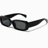 Claire's Lunettes-Lunettes de soleil rectangulaires fines noires à monture bombée