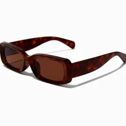 Claire's Lunettes-Lunettes de soleil rectangulaires écaille de tortue