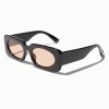 Claire's Lunettes-Lunettes de soleil rectangulaires noires à verres roses