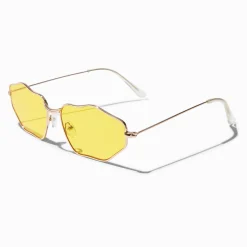 Claire's Lunettes-Lunettes ovales ondulées jaunes