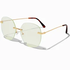 Claire's Lunettes-Lunettes rondes à verres transparents et bordure verte avec réduction de la lumière bleue