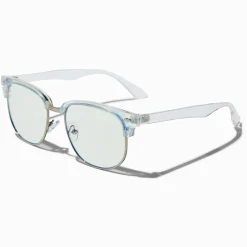 Claire's Lunettes-Lunettes à verres transparents bleu clair avec réduction de la lumière bleue