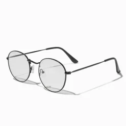 Claire's Lunettes-Lunettes à verres transparents rondes métalliques noires