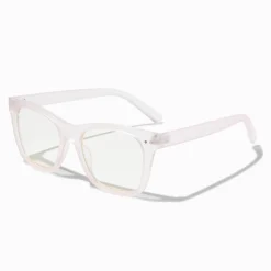 Claire's Lunettes-Lunettes à verres transparents rectangulaires rose clair