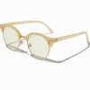 Claire's Lunettes-Lunettes à verres transparents brun clair avec effet marbré et réduction de la lumière bleue