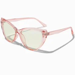 Claire's Lunettes-Lunettes à verres transparents œil de chat rose avec réduction de la lumière bleue