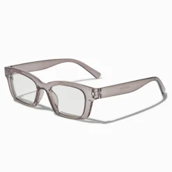 Claire's Lunettes-Lunettes à verres transparents rectangulaires grises