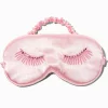 Claire's Masques Sommeil-Masque de sommeil en faux satin avec cils rose tendre