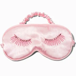 Claire's Masques Sommeil-Masque de sommeil en faux satin avec cils rose tendre