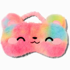 Claire's Masques Sommeil-Masque de sommeil en peluche ours arc-en-ciel Claire's Club