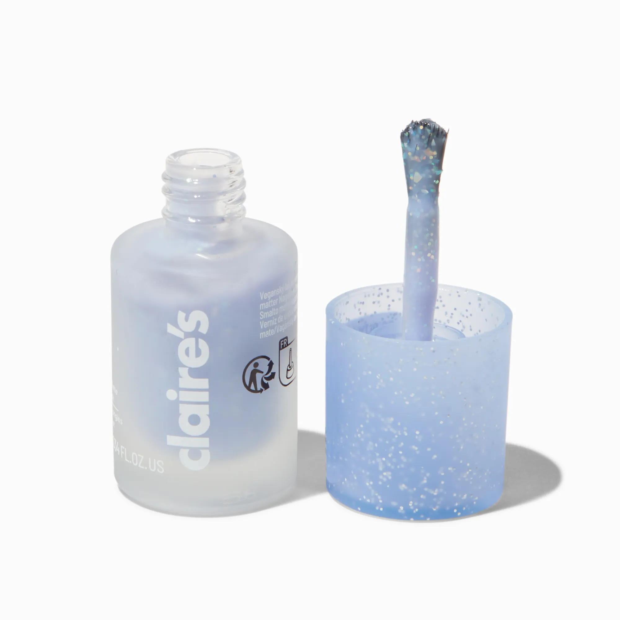 Claire's Ongles-Matte Effect Vegan Nail Polish - Light Blue Glitter