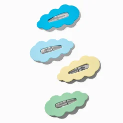 Claire's Barrettes Et Pinces-Matte Scalloped Cool Blue Snap Hair Clips - 4 Pack