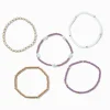 Claire's Bracelets-Mauve Gold-tone Beaded Stretch Bracelets - 5 Pack