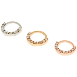 Claire's Bijoux De Piercing-Mini anneaux de piercing cartilage 0,8 mm en métaux mixtes - Lot de 3