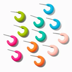 Claire's Anneaux-Mini créoles arc-en-ciel mates - Lot de 6