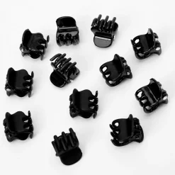 Claire's Barrettes Et Pinces-Mini pinces à cheveux brillantes et mates - Noir, lot de 12