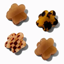 Claire's Barrettes Et Pinces-Mini pinces à cheveux fleur écaille de tortue - Lot de 4