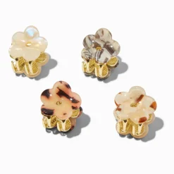 Claire's Barrettes Et Pinces-Mini pinces à cheveux fleur écaille de tortue - Lot de 4