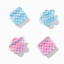 Claire's Barrettes Et Pinces-Mini pinces à cheveux rétro à carreaux - Lot de 4