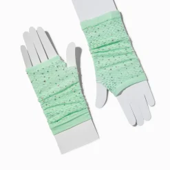 Claire's Gants Et Mitaines-Mitaines en résille strass vert menthe