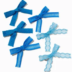 Claire's Noeuds Pour Cheveux-Mixed Blue Lace Hair Bow Clips - 6 Pack