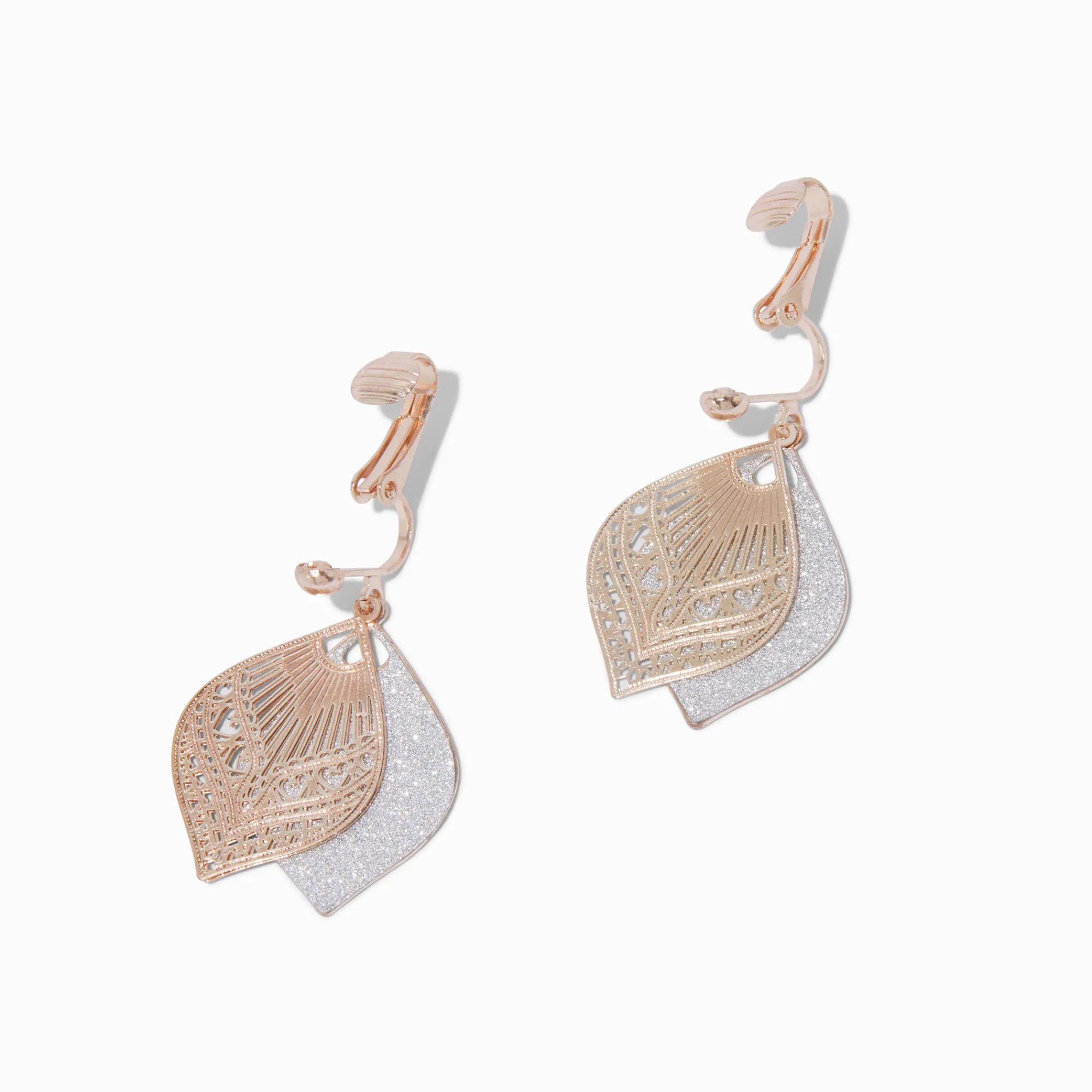 Claire's Clips Et Autocollants-Mixed Metal Filigree Teardrop Clip-On Drop Earrings