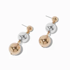 Claire's Pendantes-Mixed Metal Graduated Ball Drop Earrings