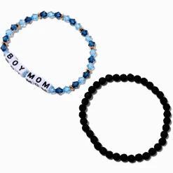 Claire's Bracelets-Mommy & Me Beaded "Boy Mom" Stretch Bracelets - 2 Pack