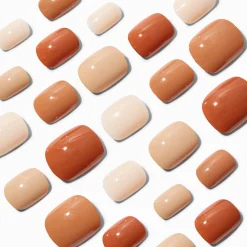 Claire's Ongles-Monochromatic Nude Squoval Vegan Faux Nail Set - 24 Pack