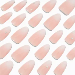 Claire's Ongles-Neutral Ombre Pearl Long Almond Vegan Faux Nail Set - 24 Pack