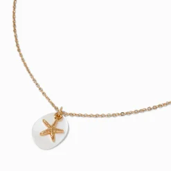 Claire's Colliers-Opal & Gold-tone Enamel Starfish Pendant Necklace