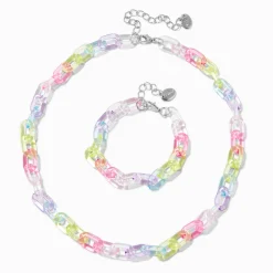 Claire's Parures De Bijoux-Parure de bijoux chaînette épaisse acrylique arc-en-ciel Claire's Club - Lot de 2