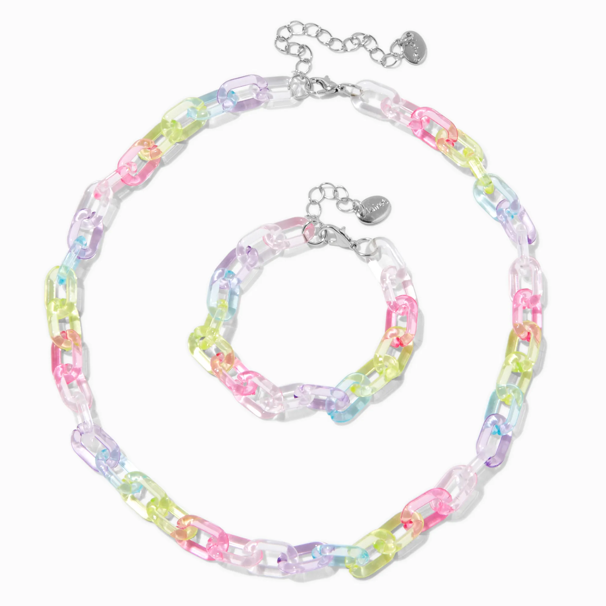 Claire's Parures De Bijoux-Parure de bijoux chaînette épaisse acrylique arc-en-ciel Claire's Club - Lot de 2