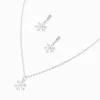 Claire's Clous D'oreilles|Colliers-Parure de bijoux flocon de neige en zircon cubique couleur argentée - Lot de 2