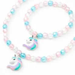 Claire's Parures De Bijoux-Parure de bijoux perlée licorne Claire's Club - Lilas, lot de 2