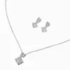 Claire's Clous D'oreilles|Colliers-Parure de bijoux ronds basiques en zircon cubique couleur argentée - Lot de 2