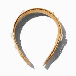 Claire's Bandeaux Et Serre-têtes-Pearl Flower & Raffia Headband