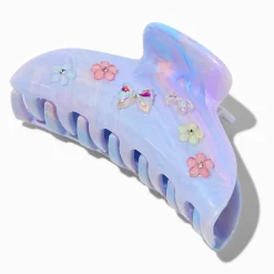 Claire's Barrettes Et Pinces-Pearlized Blue Flower & Bow Icons Hair Claw