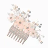 Claire's Barrettes Et Pinces-Peigne à cheveux à fleurs perle d’imitation rose tendre