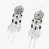 Claire's Pendantes-Pendantes attrape-rêves perlées fleurs 8 cm couleur argentée - Noir