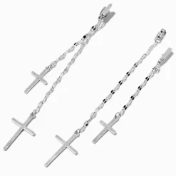 Claire's Pendantes-Pendantes chaîne guirlande croix couleur argentée